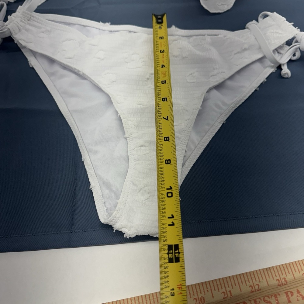 Sheer Two Piece Swim Suit White Gauze Textured Open Back New SHEIN   Large - Picture 7 of 8